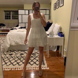 White Polka Dot Juicy Couture Mini Party Dress with Keyhole Back